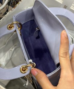 Dior Lady Womens Purple Best Replica Handbags Gold Lock 17cm (2)