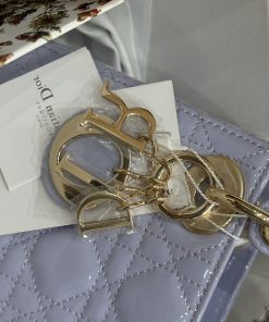 Dior Lady Womens Purple Best Replica Handbags Gold Lock 17cm (2)