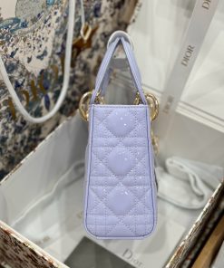 Dior Lady Womens Purple Best Replica Handbags Gold Lock 17cm (2)