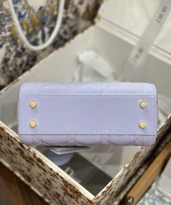Dior Lady Womens Purple Best Replica Handbags Gold Lock 17cm (2)