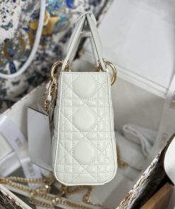 Dior Lady Womens White Best Replica Bags Gold Lock 17cm (2)