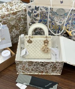 Dior Lady Womens White Replica Bags Pearls Embellishment 17cm (2)
