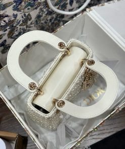 Dior Lady Womens White Replica Bags Pearls Embellishment 17cm (2)