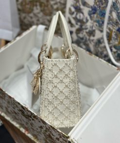 Dior Lady Womens White Replica Bags Pearls Embellishment 17cm (2)