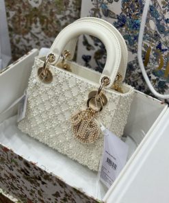Dior Lady Womens White Replica Bags Pearls Embellishment 17cm (2)