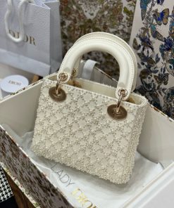 Dior Lady Womens White Replica Bags Pearls Embellishment 17cm (2)