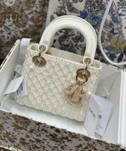 Dior Lady Womens White Replica Bags Pearls Embellishment 17cm (2)