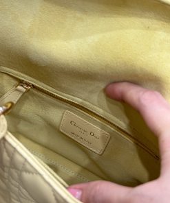 Dior Lady Womens Yellow Sheepskin Best Replica Bags 20cm (2)