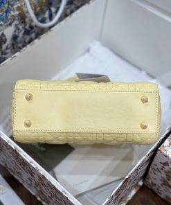 Dior Lady Womens Yellow Sheepskin Best Replica Bags 20cm (2)