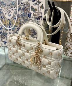 Dior Micro Lady D-Joy Womens White Sun Pattern Replica Bags 26x13 (2)