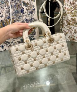 Dior Micro Lady D-Joy Womens White Sun Pattern Replica Bags 26x13 (2)
