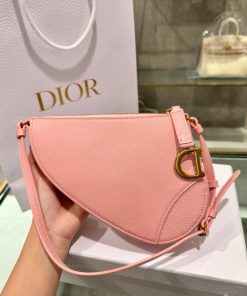 Dior Saddle Replica Bags Womens Cowhide Pink 20x15x4cm (2)