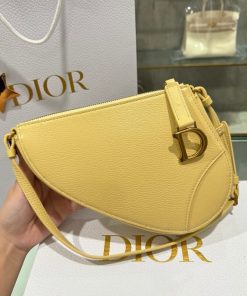 Dior Saddle Replica Bags Womens Cowhide Yellow 20x15x4cm (2)