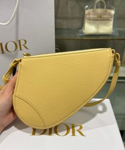 Dior Saddle Replica Bags Womens Cowhide Yellow 20x15x4cm (2)