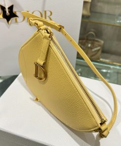 Dior Saddle Replica Bags Womens Cowhide Yellow 20x15x4cm (2)