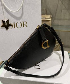 Dior Saddle Womens Replica Handbags Cowhide Black 20x15x4cm (2)