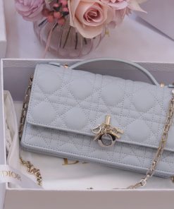 Dior Woc Womens Gray Replica Bags Lock Gold 21x11.5x4 (2)