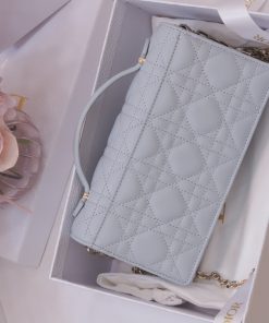 Dior Woc Womens Gray Replica Bags Lock Gold 21x11.5x4 (2)