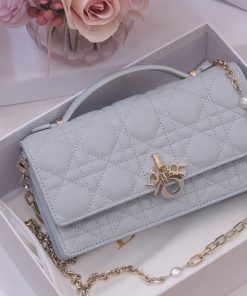 Dior Woc Womens Gray Replica Bags Lock Gold 21x11.5x4 (2)