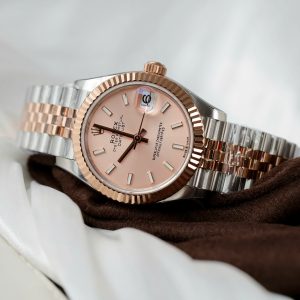 Rolex DateJust Demi Rose Gold Replica Watch Pink Dial THB Factory 31mm (1)
