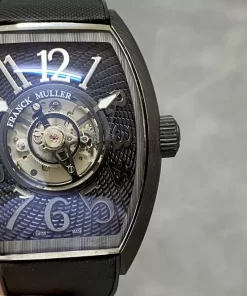 Franck Muller Grand Central Tourbillon Carbon Best Replica Watch Black 45MM