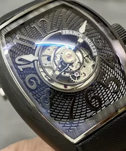 Franck Muller Grand Central Tourbillon Carbon Best Replica Watch Black 45MM