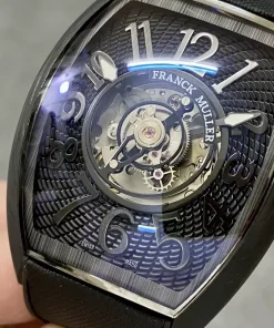Franck Muller Grand Central Tourbillon Carbon Best Replica Watch Black 45MM