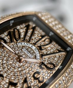 Franck Muller V32 Full Diamonds Replica Watches Rose Gold ABF 45mm (1)