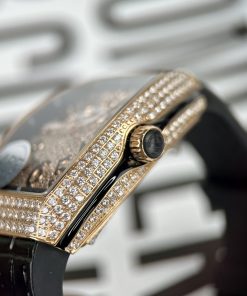 Franck Muller V32 Full Diamonds Replica Watches Rose Gold ABF 45mm (1)
