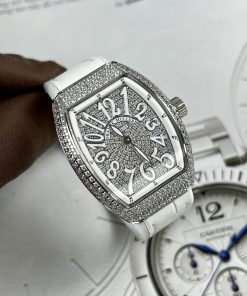 Franck Muller V32 Full Diamonds Replica Watches White ABF 45mm (1)