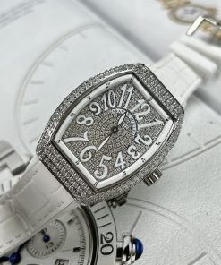 Franck Muller V32 Full Diamonds Replica Watches White ABF 45mm (1)