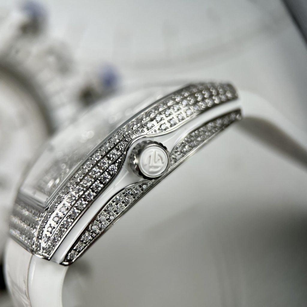 Franck Muller V32 Full Diamonds Replica Watches White ABF 45mm (1)