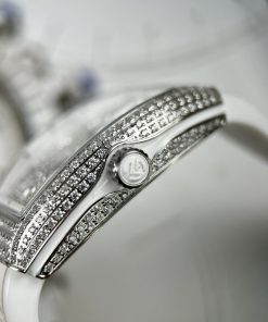 Franck Muller V32 Full Diamonds Replica Watches White ABF 45mm (1)