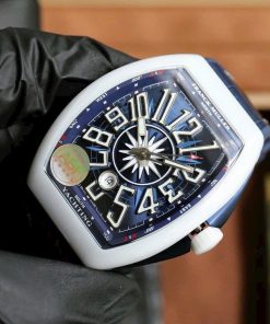 Franck Muller V45 White Ceramic Blue Dial Best Replica ABF Factory 45mm (1)