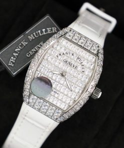 Franck Muller Vanguard V32 White Full Baguette Diamonds 36mm (2)