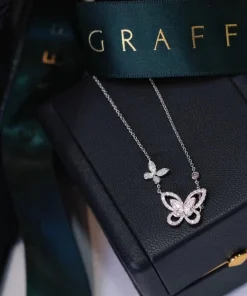 Graff Butterfly Shaped Necklace Custom Diamond 18K White Gold (2)