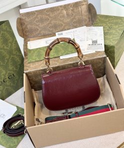 Gucci Bamboo Mini Womens Plum Red Replica Bags Size 21cm (2)