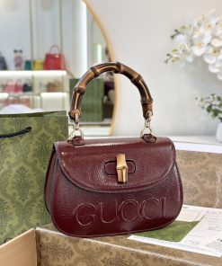Gucci Bamboo Mini Womens Plum Red Replica Bags Size 21cm (2)