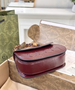 Gucci Bamboo Mini Womens Plum Red Replica Bags Size 21cm (2)