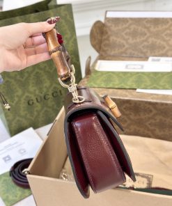 Gucci Bamboo Mini Womens Plum Red Replica Bags Size 21cm (2)