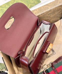 Gucci Bamboo Mini Womens Plum Red Replica Bags Size 21cm (2)