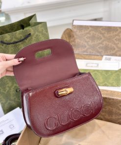 Gucci Bamboo Mini Womens Plum Red Replica Bags Size 21cm (2)