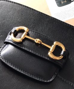 Gucci Horsebit 1955 Mini Black Leather Replica Bags 25cm (2)