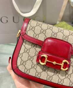 Gucci Horsebit 1955 Shoulder Red Replica Bags Size 25x18x8cm (2)