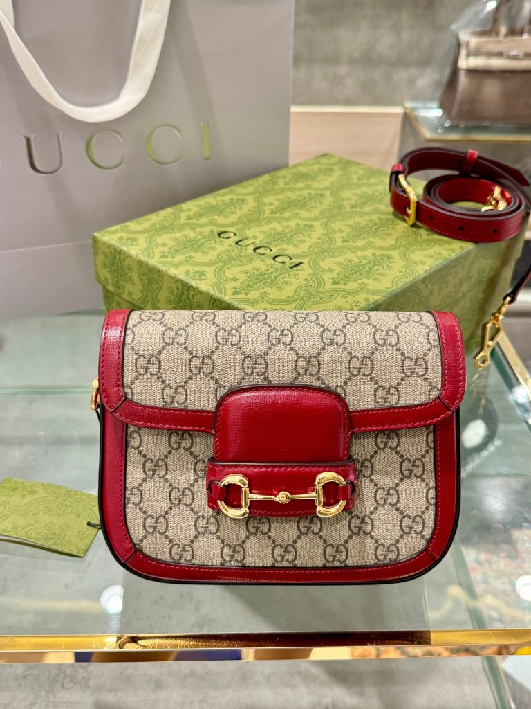 Gucci Horsebit 1955 Shoulder Red Replica Bags Size 25x18x8cm (2)