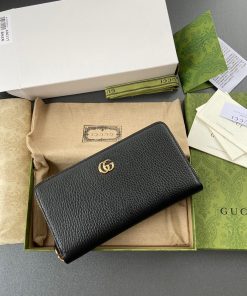 Gucci Leather Zip Wallet Handbags Black 19cm (2)