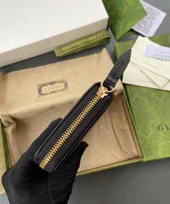 Gucci Leather Zip Wallet Handbags Black 19cm (2)