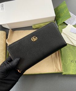 Gucci Leather Zip Wallet Handbags Black 19cm (2)