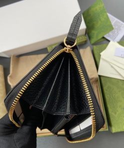 Gucci Leather Zip Wallet Handbags Black 19cm (2)