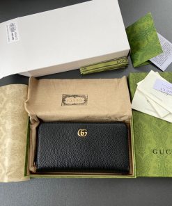 Gucci Leather Zip Wallet Handbags Black 19cm (2)
